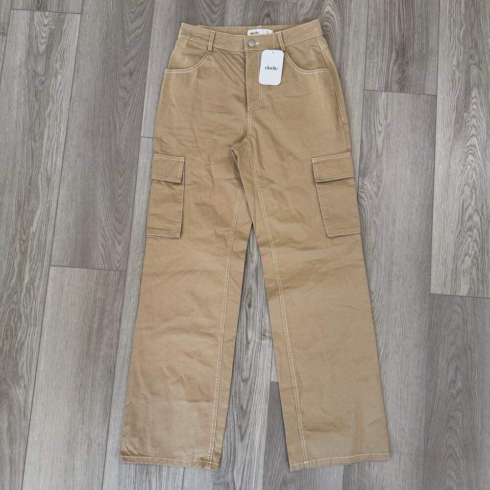 Elodie Revolve Straight Leg Wheat Tan Cargo Casual Utility Pants Small